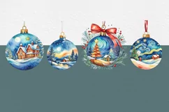 Watercolor Christmas baubles 4 PNG sublimation Product Image 4