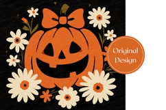 Retro Halloween Pumpkin Tumbler, Vintage Halloween PNG Product Image 3