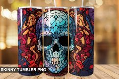 Stained Glass Halloween Skull | Skull 20 oz Skinny Tumbler Product Image 1