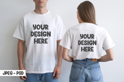 White T-Shirt Mockup Couple Front and Back Jpeg &amp; Psd Product Image 1