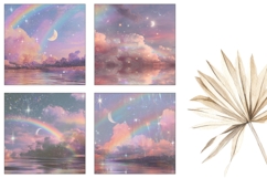 Glitter Sky Square Coasters, Rainbow Square Coaster PNG Product Image 3