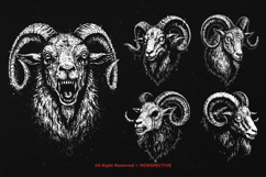 10 Bundle Dark Art Demon Head Skull Devil Baphomet Goat Product Image 5