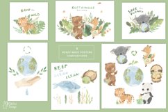 Animals watercolor clipart. Zero waste and eco Product Image 4
