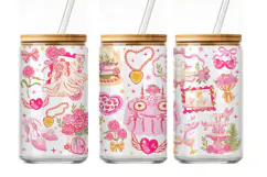 Valentine Wedding Floral Glass Can Wrap PNG Product Image 3