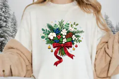 Christmas Winter Bouquet PNG, Holiday Floral Sublimation Product Image 4