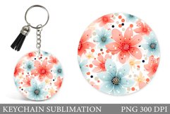 Daisy Flowers Keychain. Flowers Keychain Sublimation Product Image 1