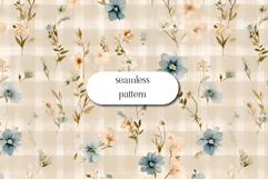 Soft Floral Gingham Seamless Pattern Cottagecore Style Product Image 1