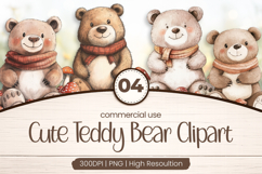 Cute Teddy Bear Clipart PNG Product Image 1