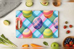 Colorful Eggs Plaid Cutting Boards sublimation Design Product Image 3