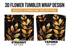 Golden and black 3d leaves tumbler wrap Product Image 3