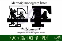 Mermaid Capital Monogram Letter name sign F SVG Product Image 3