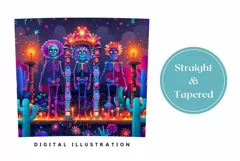 Colorful Tumbler Wrap Design, Neon Skeleton Tumbler Template Product Image 3