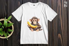 Baby Monkey Banana Clipart Sublimation PNG Product Image 2