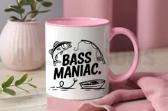 Bass Maniac Fishing Design With Boat And Rod For Sublimation Product Image 3