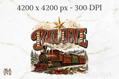 Believe PNG, Christmas Train Vintage Polar Sublimation Product Image 2