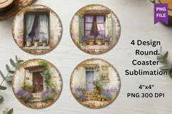 Lavender Porch Coaster Sublimation PNG,Windows and Door Desi Product Image 3