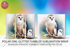 Polar Owl Glitter Tumbler Sublimation Wrap Watercolor Seamle Product Image 4