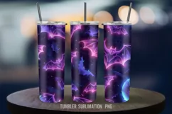 Neon Glowing Bats and Moon 20 oz Tumbler - Night Vibes Product Image 3