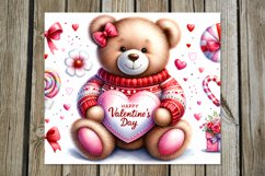 Valentine animals | 4 cute teddy bear Skinny tumbler Product Image 3