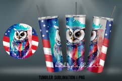 Patriotic Owl Tumbler Sublimation Design PNG | Tumbler wrap Product Image 3