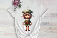 Christmas Elf Watercolor Clipart, Christmas PNG Product Image 3