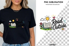 Read Outside PNG | Cute Reading Clipart | Book Lover Design Product Image 3