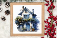Blue Christmas Watercolor Clipart, Blue Christmas Sublimatio Product Image 3