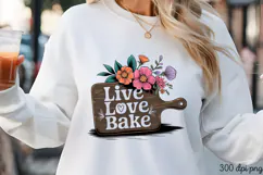 LIVE LOVE BAKE PNG, Vintage Kitchen Sublimation PNG Product Image 3