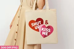 Shut up & kiss me PNG, Retro Valentine Sublimation Product Image 1
