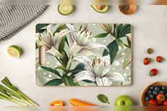 Elegant Lilies Flowers Cutting Boards sublimation Design Product Image 3