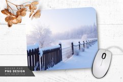 Snowy Path with Glowing Lanterns Mouse Pad PNG Product Image 1