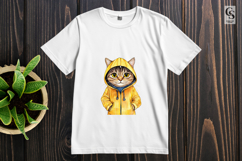 Watercolor Raincoat Cat Clipart Sublimation PNG Product Image 3