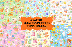 Easter Seamless Patterns Bundle 6 Spring JPG PNG 12x12 Product Image 1