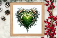 Christmas Hearts Watercolor Clipart, Christmas PNG Product Image 3
