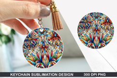 Flower Keychain Sublimation - Spring Keychain PNG Design Product Image 1