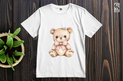 Cute Teddy Bear with Bow Illustration Clipart PNG Product Image 3