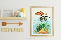 Sea Fish,Room Decor, Kids Wall Art Watercolor clipart Ocean Product Image 1