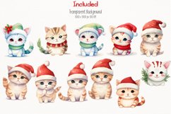 Cat Claus Christmas Watercolor 35 Cliparts Ai Generated Art Product Image 3