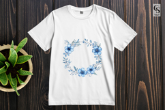 Blue Floral Wreath Clipart Sublimation PNG Product Image 3