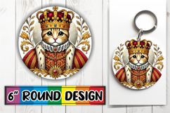 Luminous Round Ornaments Sublimation PNG, Royal Cat Product Image 1