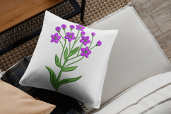 Purple Bloom Stem Embroidery Design Product Image 3