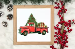 Red Christmas Truck Sublimation Clipart, Christmas PNG Product Image 3