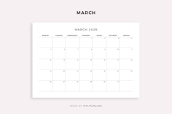 2029 Monthly Calendar Landscape, Printable, A4/Letter Size Product Image 3