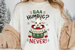 Baa Humbug Never PNG, Christmas Goat Sweater PNG, Funny Goat Product Image 5