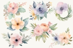 Watercolor Flower Arrangement Clipart PNG, Floral Cliparts Product Image 3