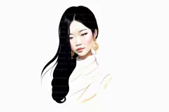 Beautiful Asian woman art sketches 10 PNG Digital download Product Image 3