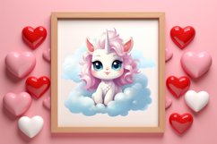 Cute Baby Unicorn Clipart, Valentines Day Couplet Product Image 3