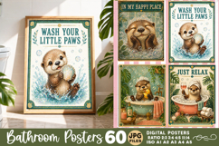 Bathroom funny otters posters, Retro 60 Posters JPG Bundle Product Image 6