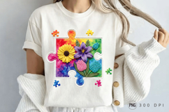Autism Puzzle Floral PNG, Autism Awareness Puzzle Floral PNG Product Image 3