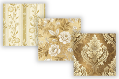 Golden Toile Digital Paper Pack, Vintage Floral Toile Product Image 3